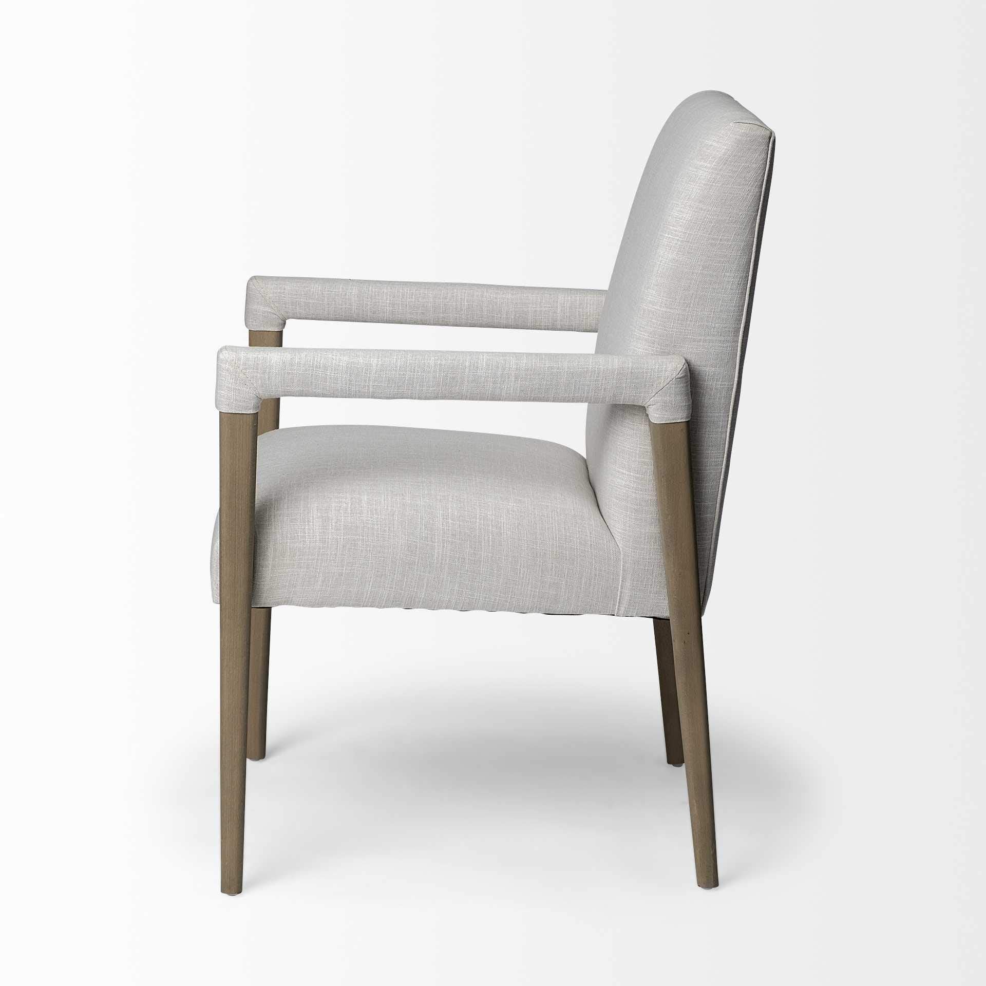 HomeRoots Cream Fabric Wrap with Brown Wood Frame Dining Chair