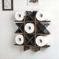 Weysat Tic Tac Toe Toilet Paper Holder Stand Toilet Paper Storage Bathroom Decor Rustic Wooden Hanging Storage Freestanding Wall