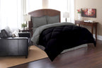 Elegance Linen Super Soft Goose Down Reversible Alternative Comforter, Twin, Black/Gray