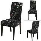 Jqinhome Pattern Chair Covers For Dining Room Set Of 6, High Stretch Removable Washable Parsons Chair Slipcover For Home Party Hotel Wedding Ceremony (Flourish Black,6Pcs)