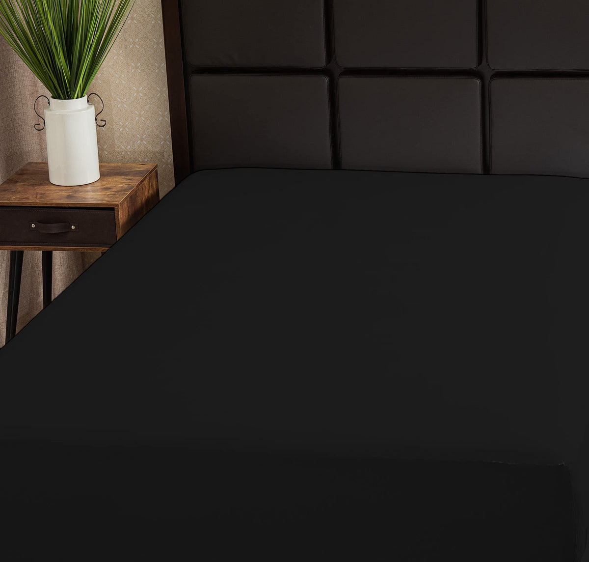 Superity Linen Fitted Sheet Twin Black 100% Cotton, Only Quality Fabrics Used And Breathable, Cool And Comfortable, Machine Wash