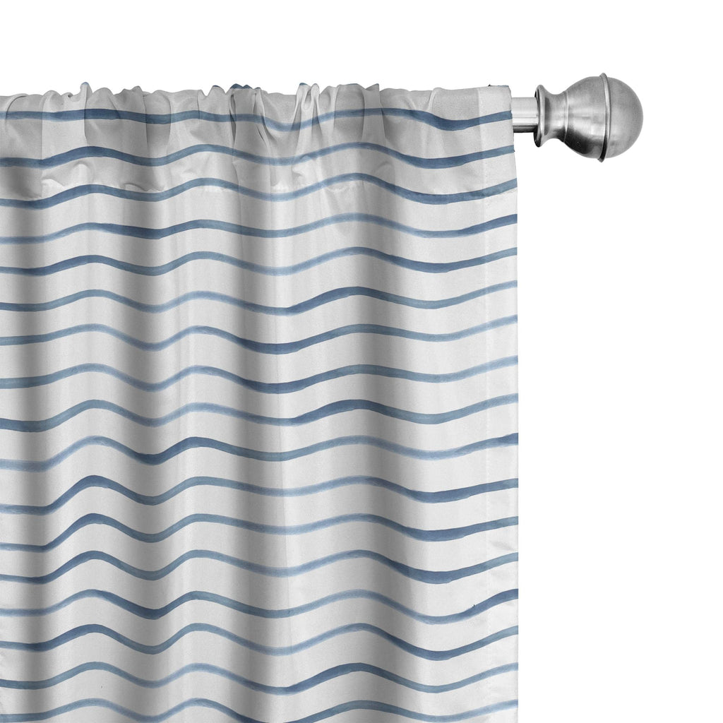 Ambesonne Harbour Stripe Window Curtains, Abstract Brushstroke Nautical Ocean Horizontal Lines Soft Picture, Lightweight Decor 2