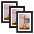 upsimples 5x7 Picture Frame Set of 3, Made of High Definition Glass for 4x6 with Mat or 5x7 Without Mat, Wall and Tabletop Displ