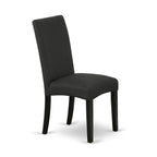 East West Furniture Shdr5-Blk-24 5 Piece Dinette Set For 4 Includes A Round Kitchen Table With Pedestal And 4 Black Color Linen Fabric Upholstered Parson Chairs, 42X42 Inch, Black