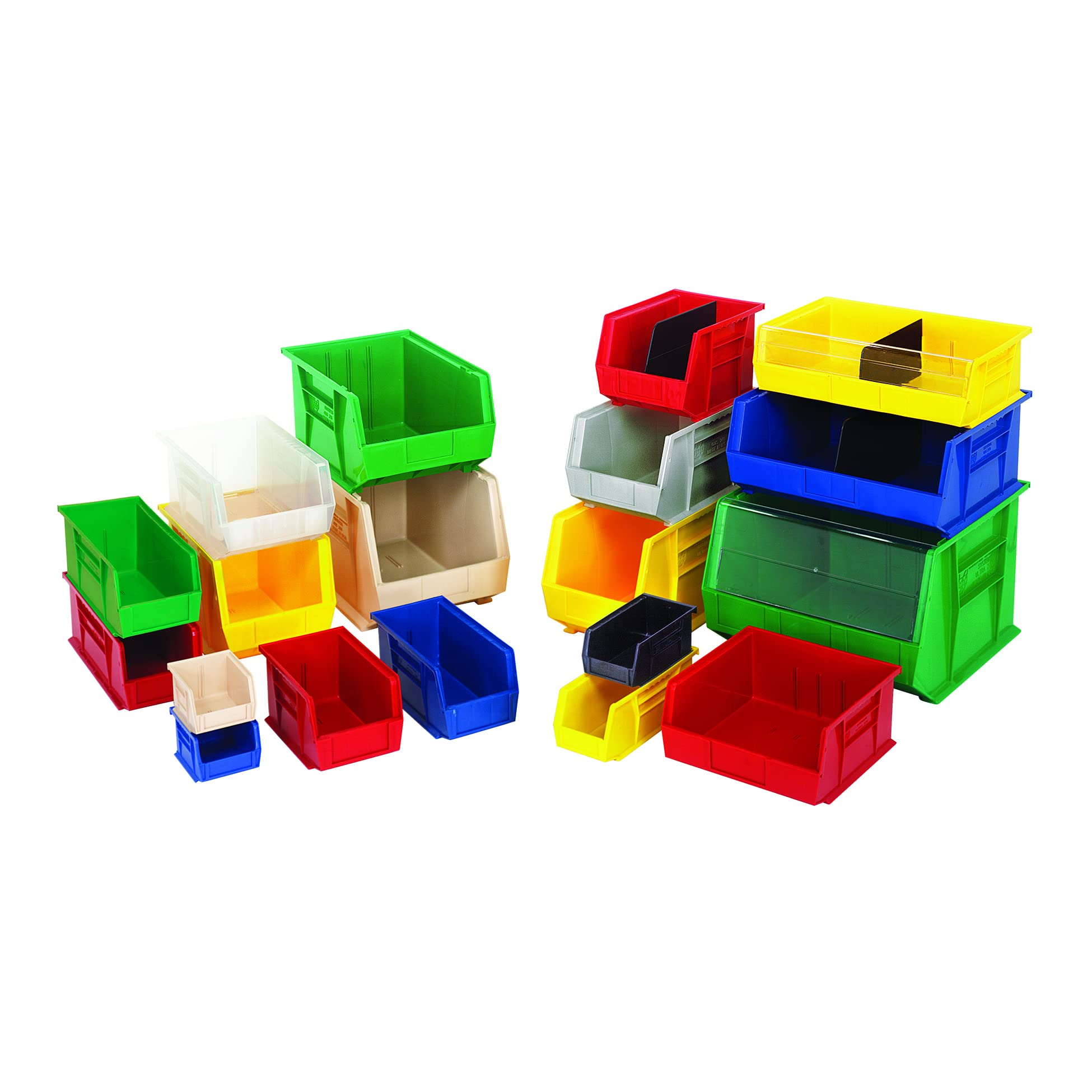 Quantum QUS265GN Plastic Stackable Bin, 8-1/4 x 18 x 9 Green - Lot of 6