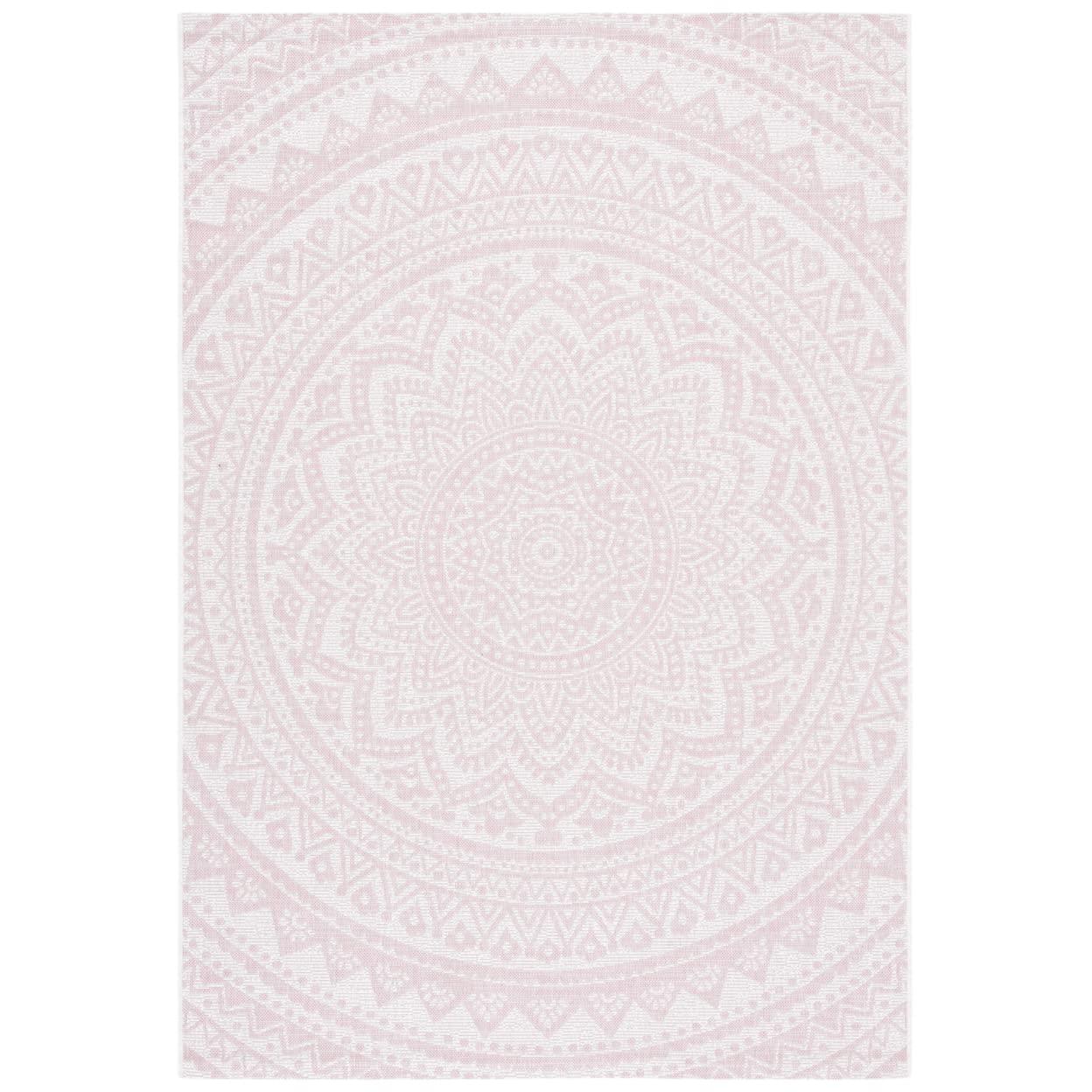 Safavieh Courtyard Collection 2 x 37 Ivory/Soft Pink CY8734 Indoor/-Outdoor Non-Shedding Easy-Cleaning Patio Backyard Porch De