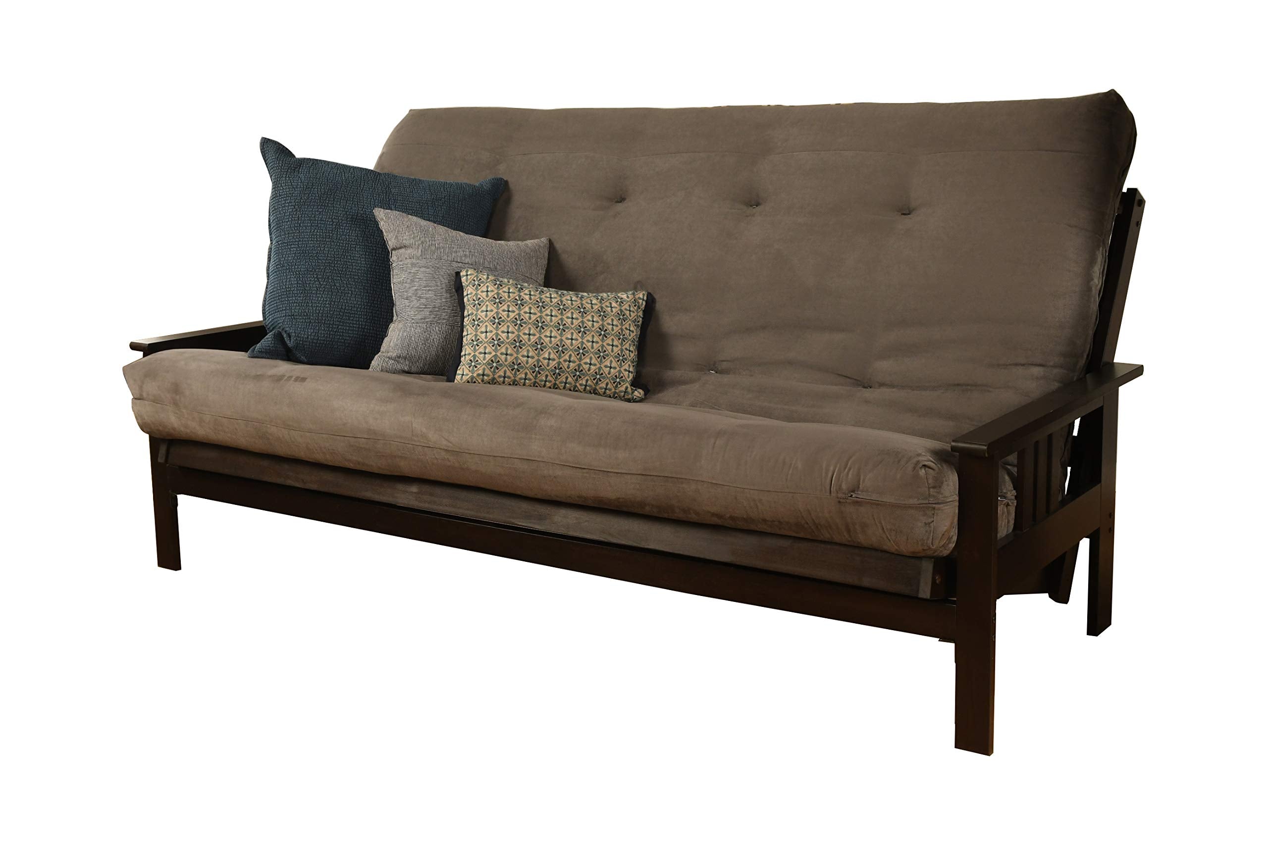 Kodiak Furniture Monterey Queen-Size Futon, Espresso Finish With Suede Gray Mattress