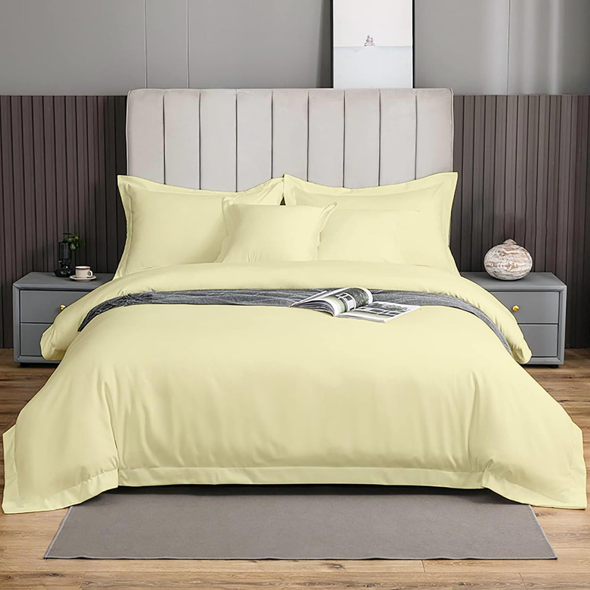 Ebeddy Linens 800 Tc Ultra Silky Soft Egyptian Cotton Oversized King 120X98 Size 3-Pieces Duvet Cover Hidden Zipper Closer & Cor