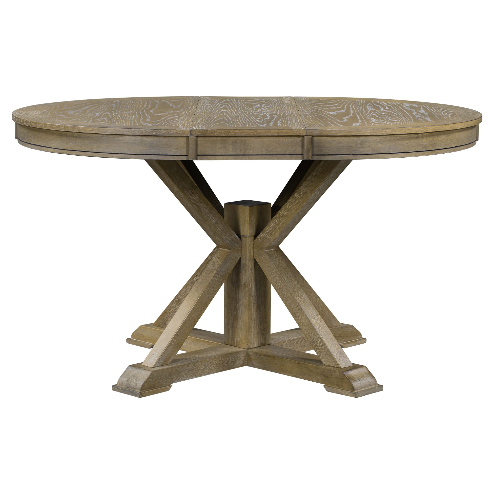 Lumisol Round Dining Table For 4, Farmhouse Extendable Kitchen Table With Leaf, Solid Wood Dinner Table For Small Space, 42'-54