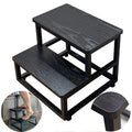 Yakanj Step Stools For Adults Kids, Heavy Duty Sturdy Metal Frame Hold Up To 500 Lbs Capacity For Kitchen Bathroom Bedroon -Black