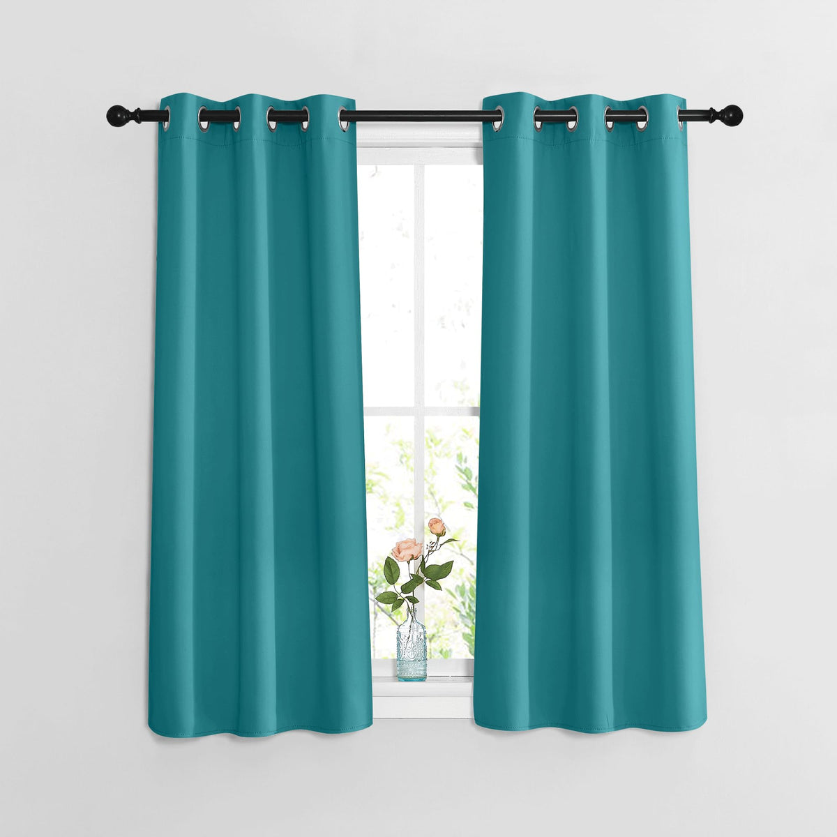 Nicetown Short Blackout Curtains For Kitchen Window - Grommet Room Darkening Voice Reducing Solid Thermal Curtains & Drapes For