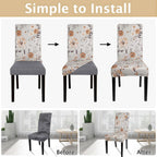 Searchi Printed Dining Room Chair Covers Set Of 4, Stretch Kitchen Chair Covers Washable Parsons Chair Slipcover Removable Dining Chair Protectors For Hotel,Ceremony(Brown Floral)