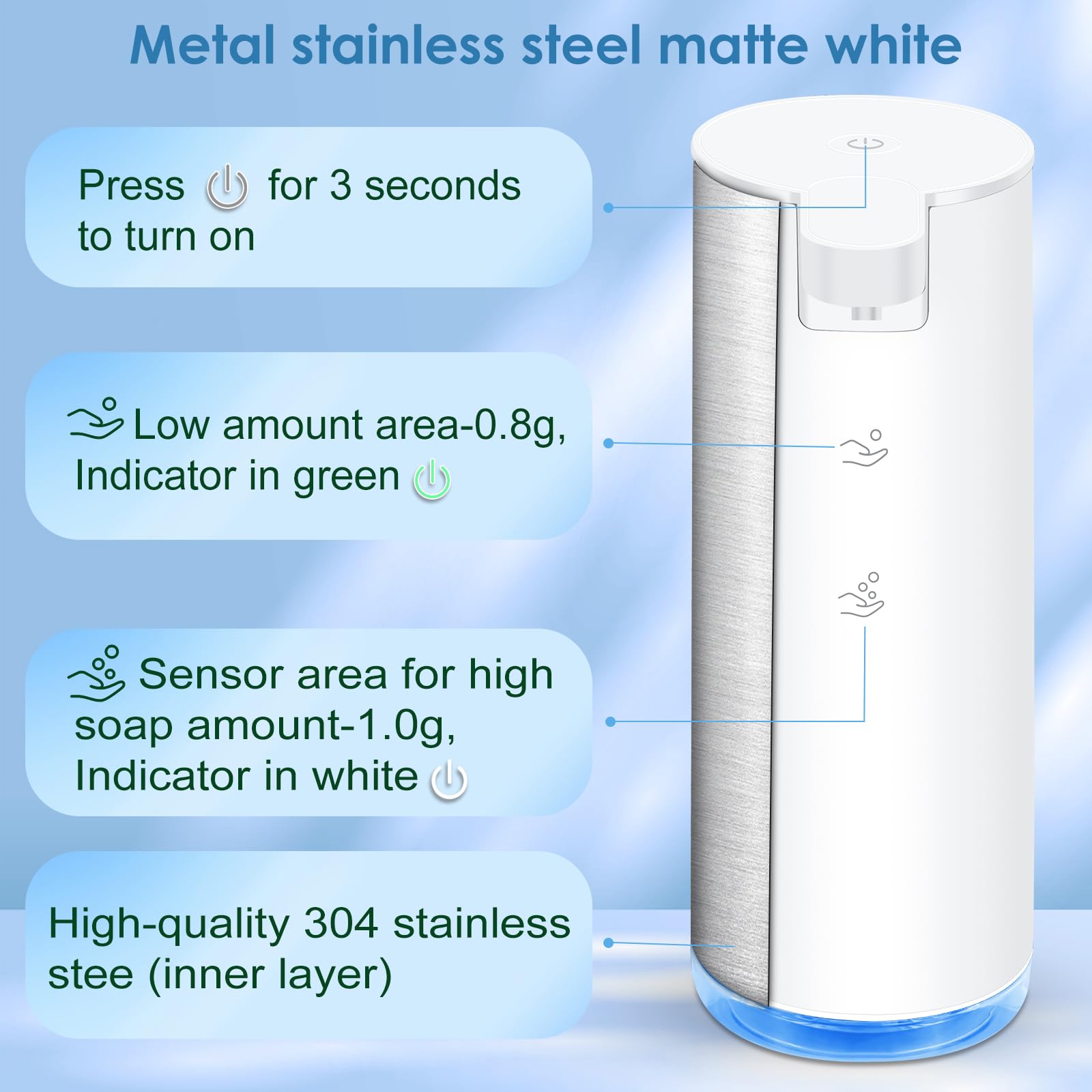 Automatic Hand Soap Dispenser Foaming: Touchless Soap Dispenser Stainless Steel - Free Touch Electric Soap Dispenser Rechargeabl
