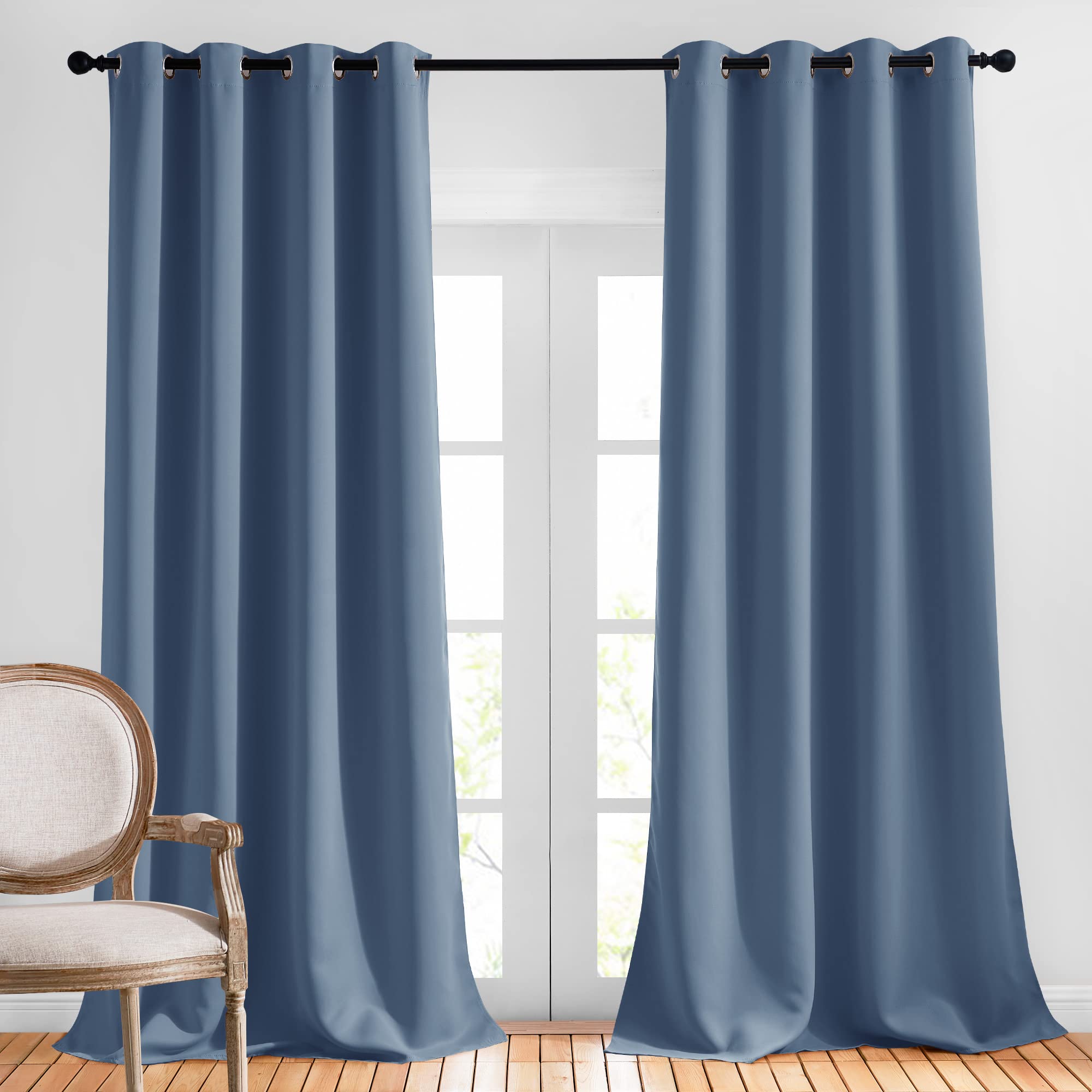 Nicetown Bedroom Room Darkening Curtains - Triple Weave Grommet Top Thermal Insulated Solid Energy Saving Panels/Drapes For Pati