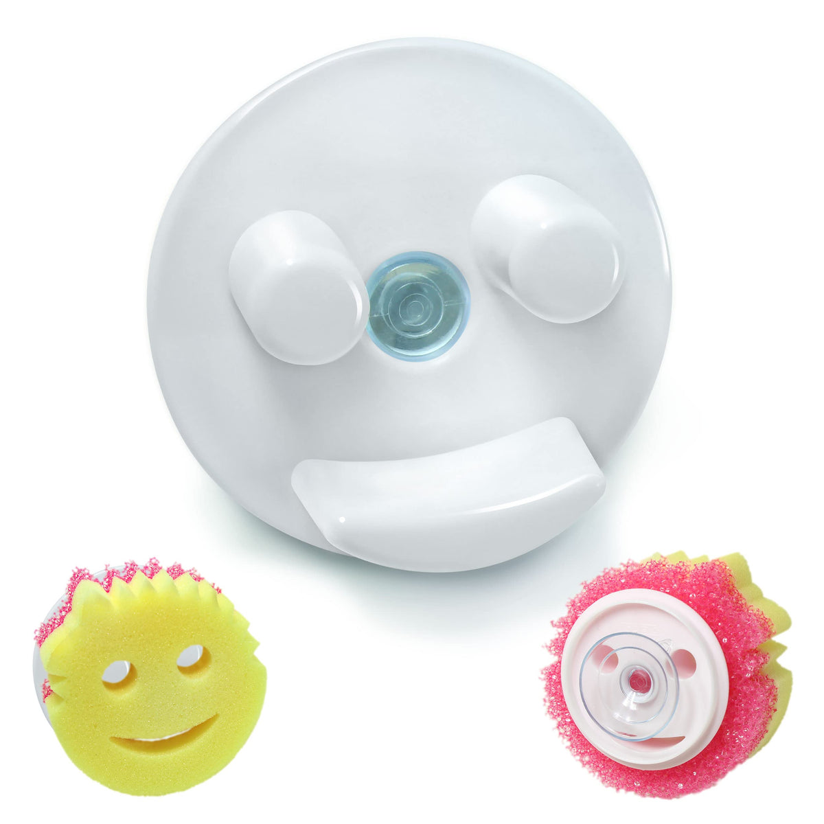 Storage Theory Kitchen Sink Sponge Holder with Suction Cup - Perfect Kitchen Sink Organizer and Dish Sponge Holder for Smiley Fa