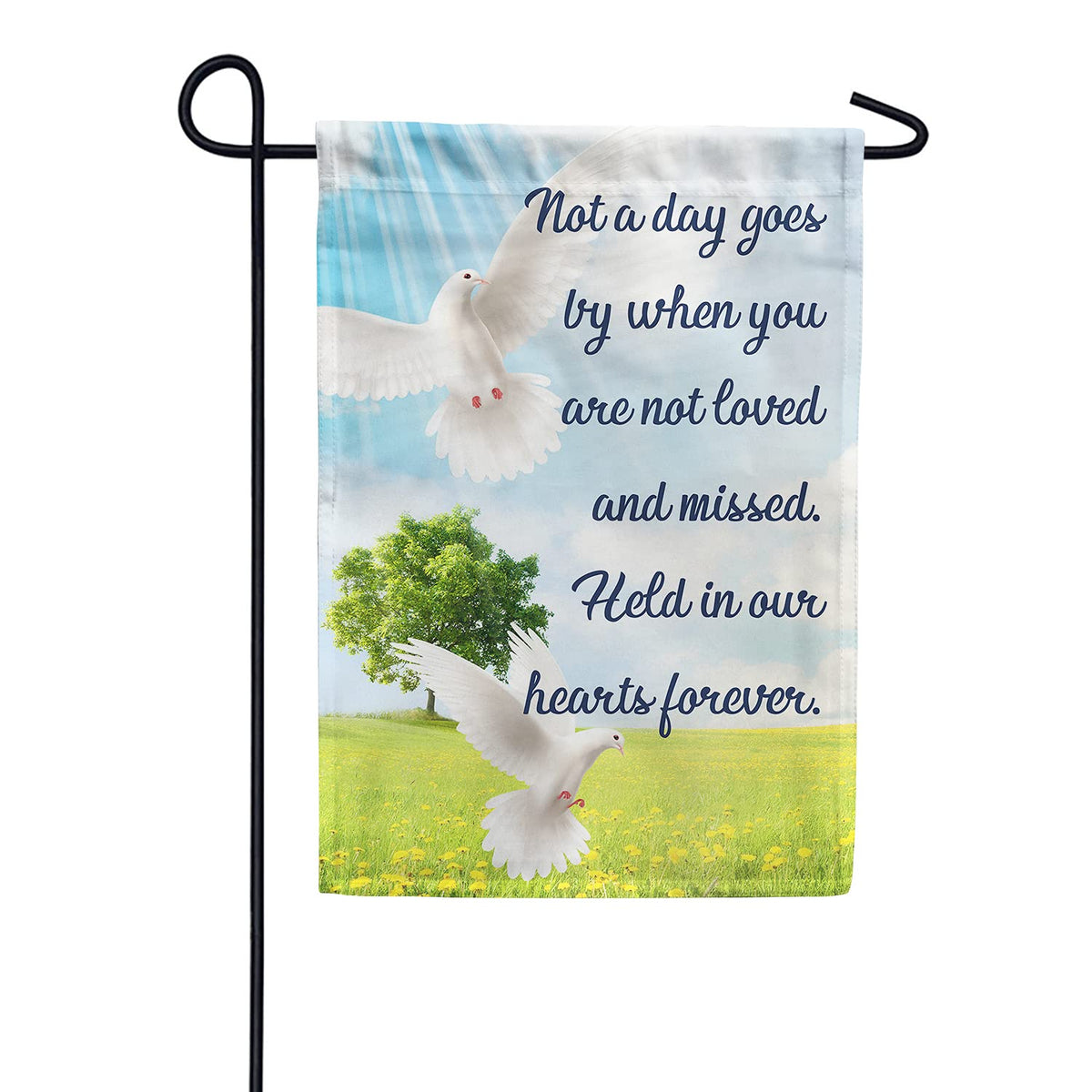 America Forever Garden Flag - Loved And Missed, Cemetery Memorial Religious Bereavement Garden Flags 12X18 Double Sided, Yard Ou