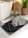 Gavi Enterprise Cotton Leaf Pattern Bath Mat | Multicolor Gray and Black Non Slip TPR Backing Bathroom Accessories | Absorbent T