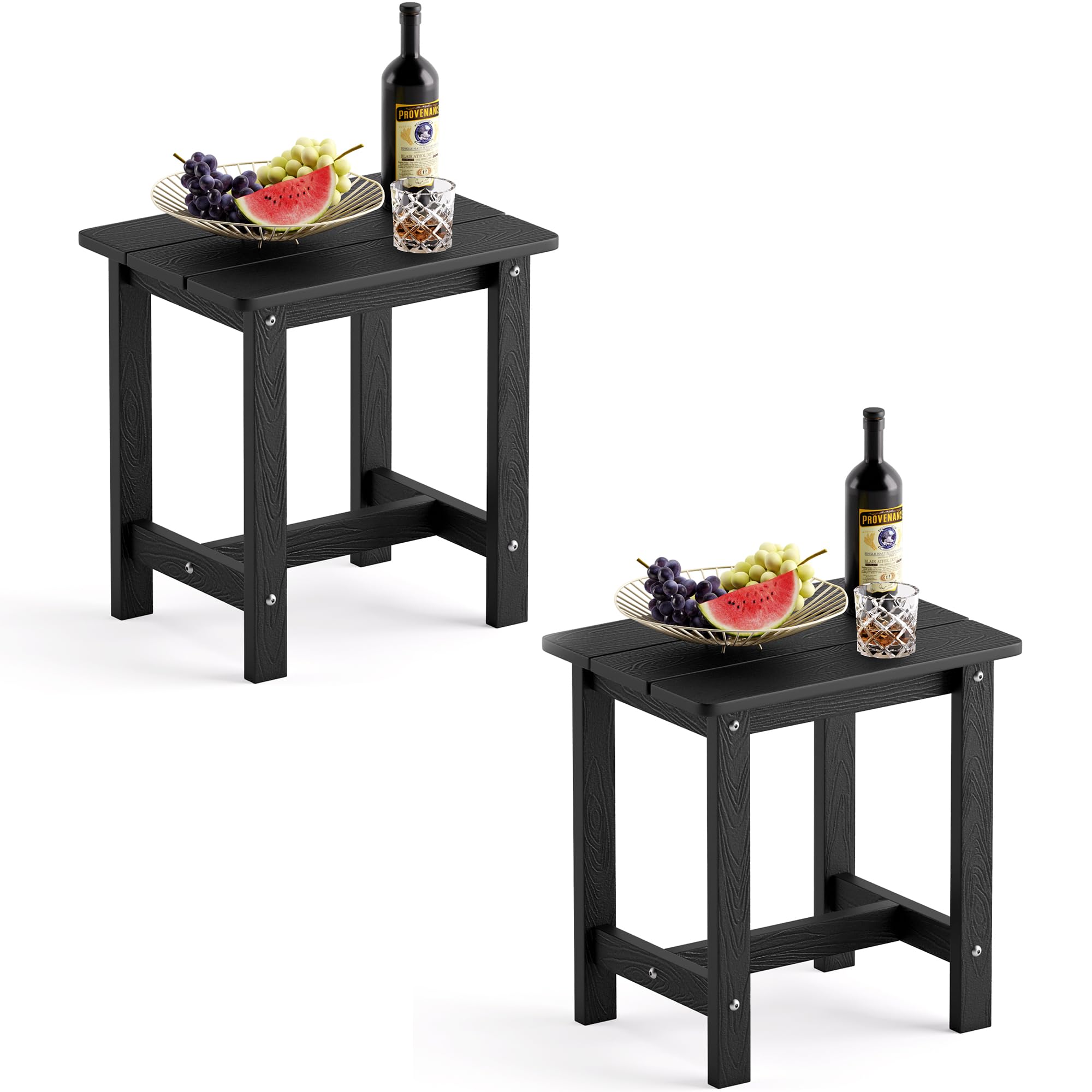 LUE BONA Outdoor Side Table Set of 2, HDPS Small Outdoor Table, Adirondack Side Table, Outside End Table for Patio, Porch, Deck,