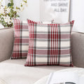 Carrie Home Red Plaid Throw Pillow Covers 16X16 Set Of 2 Christmas Farmhouse Decorative Throw Pillows 16 X 16 For Spring Fall An
