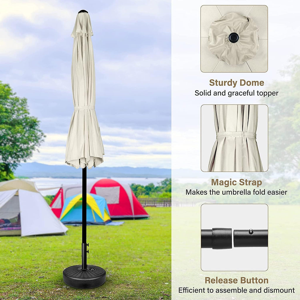 Simple Deluxe 9Ft Outdoor Patio Umbrella Table Market Umbrella With Push Button Tilt And Crank, 8 Sturdy Ribs, Uv Protection Waterproof For Garden, Lawn, Deck, Backyard, Pool, Creamy White