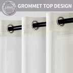 Miulee 2 Panels Natural Linen Look Textured Sheer Curtains Elegant Solid Ivory Drapes Grommet Top Window Voile Panels For Bedroo