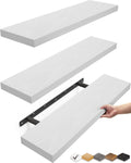 BAYKA White Floating Shelves for Wall, Set of 3, 22.5 Inches Wall Mounted Rustic Wood Shelves for Bathroom, Bedroom, Living Room