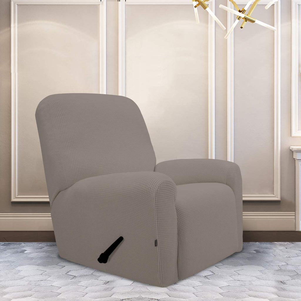 Purefit Stretch Recliner Sofa Slipcover With Pocket – Spandex Jacquard Non Slip Soft Couch Sofa Cover, Washable Furniture Protector With Elastic Bottom For Kids (Recliner, Taupe)