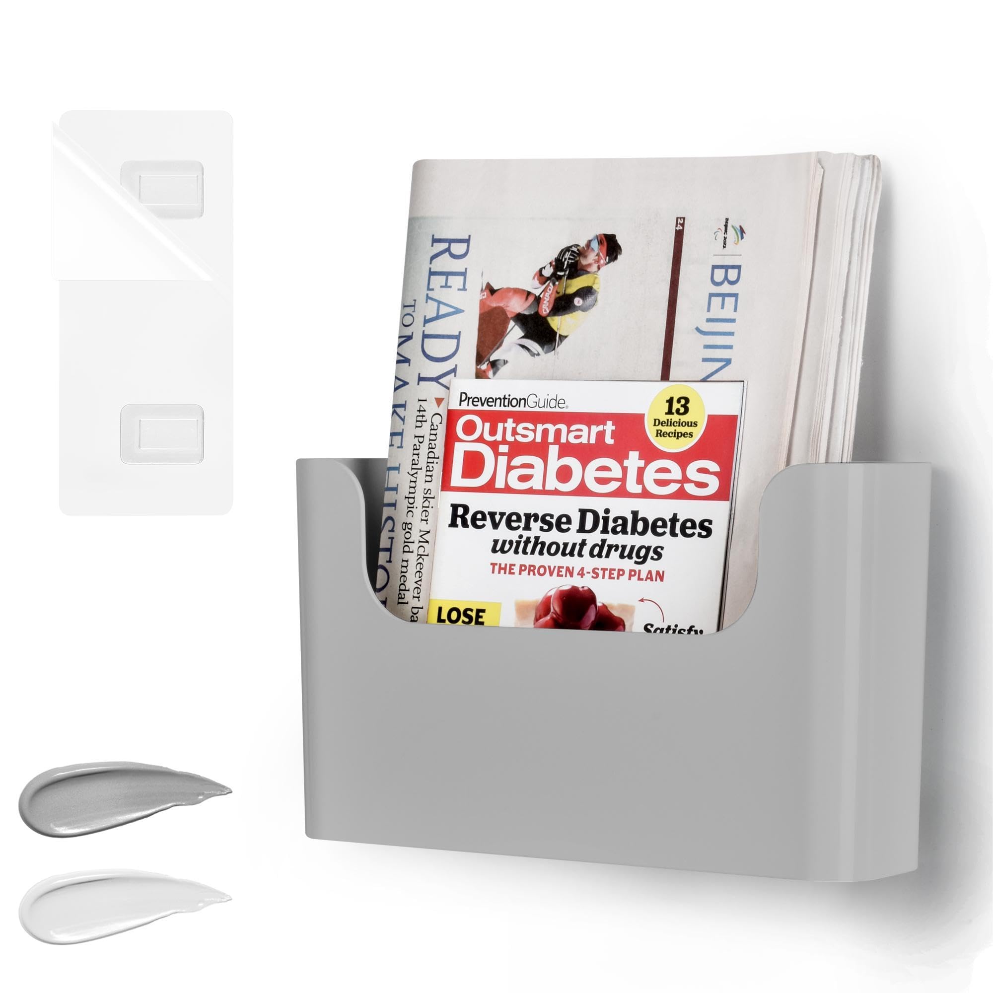 Jomola No Drilling File Holder Mail Organizer Wall Mount File Organizer Holder Office Wall Hanging Files Magazines Organizer Pla