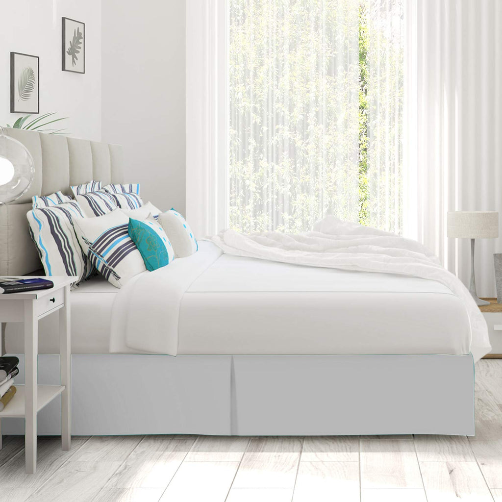 Nestl Silver Twin Bed Skirt - Twin Size Bed Skirt 14 Inch Drop - Brushed Microfiber Bed Skirts - Hotel Quality Pleated Bed Skirt - Shrinkage & Fade Resistant