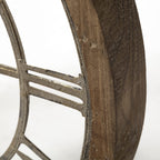 HomeRoots Wood 19' Large Brown Farmhouse Style Wall Clock