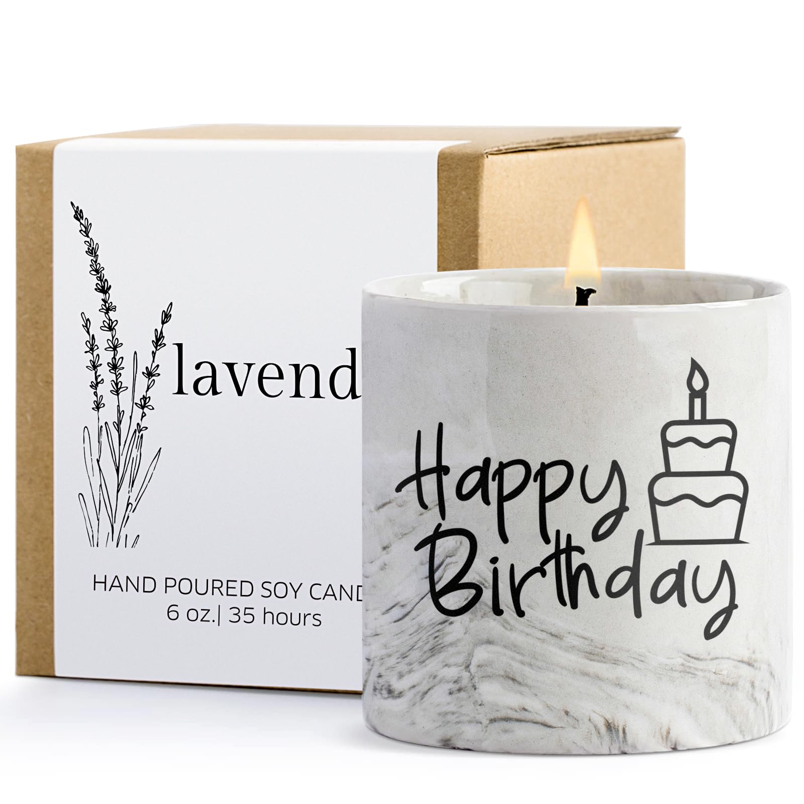 Happy Birthday Candle Gifts,6oz Lavender Scented Soy Wax Candle, Birthday Gifts for Women,Funny Candle Decor Ideas Unique Birthd