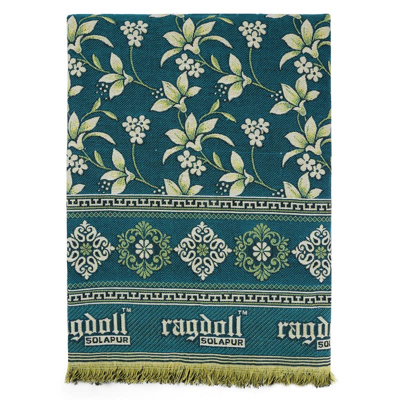 ragdoll Cotton Solapur Chaddar Single Bed Size Bed 300 TC Peacock Green Color Pack of 1 (Size 60X90 Inch/5X7.5 Feet)