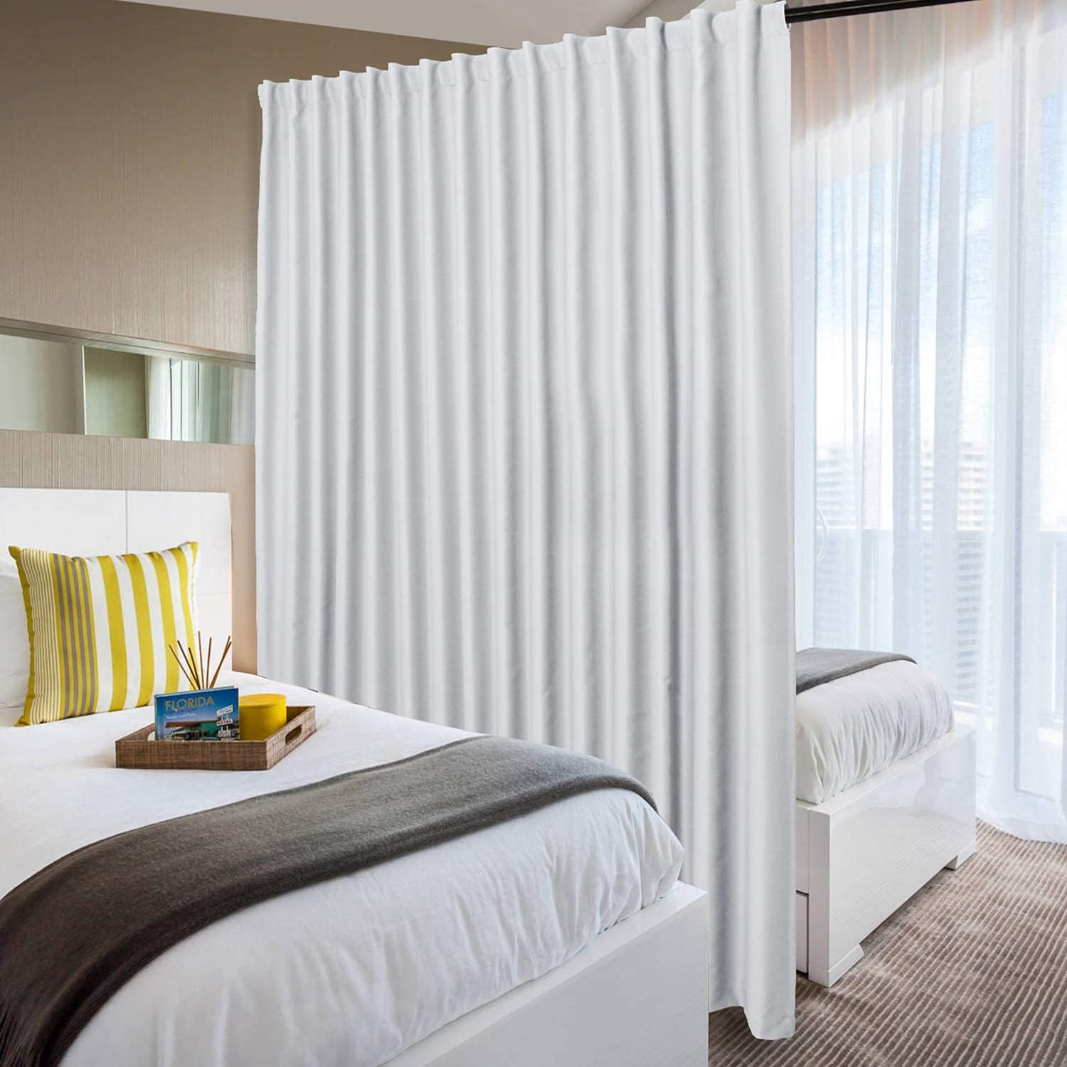 Dwcn Patio Sliding Door Curtains - Extra Wide Blackout Curtains For Glass Door, Room Divider Thermal Curtain Panel With Back Tab