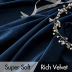 Miulee Navy Blue Velvet Curtains 96 Inches Long 2 Panels - Luxury Pinch Pleated Room Darkening Window Drapes For Bedroom Living
