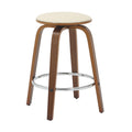 Wooden Counter Stool Pelya Collection Modern Style Walnut color in Light Taupe