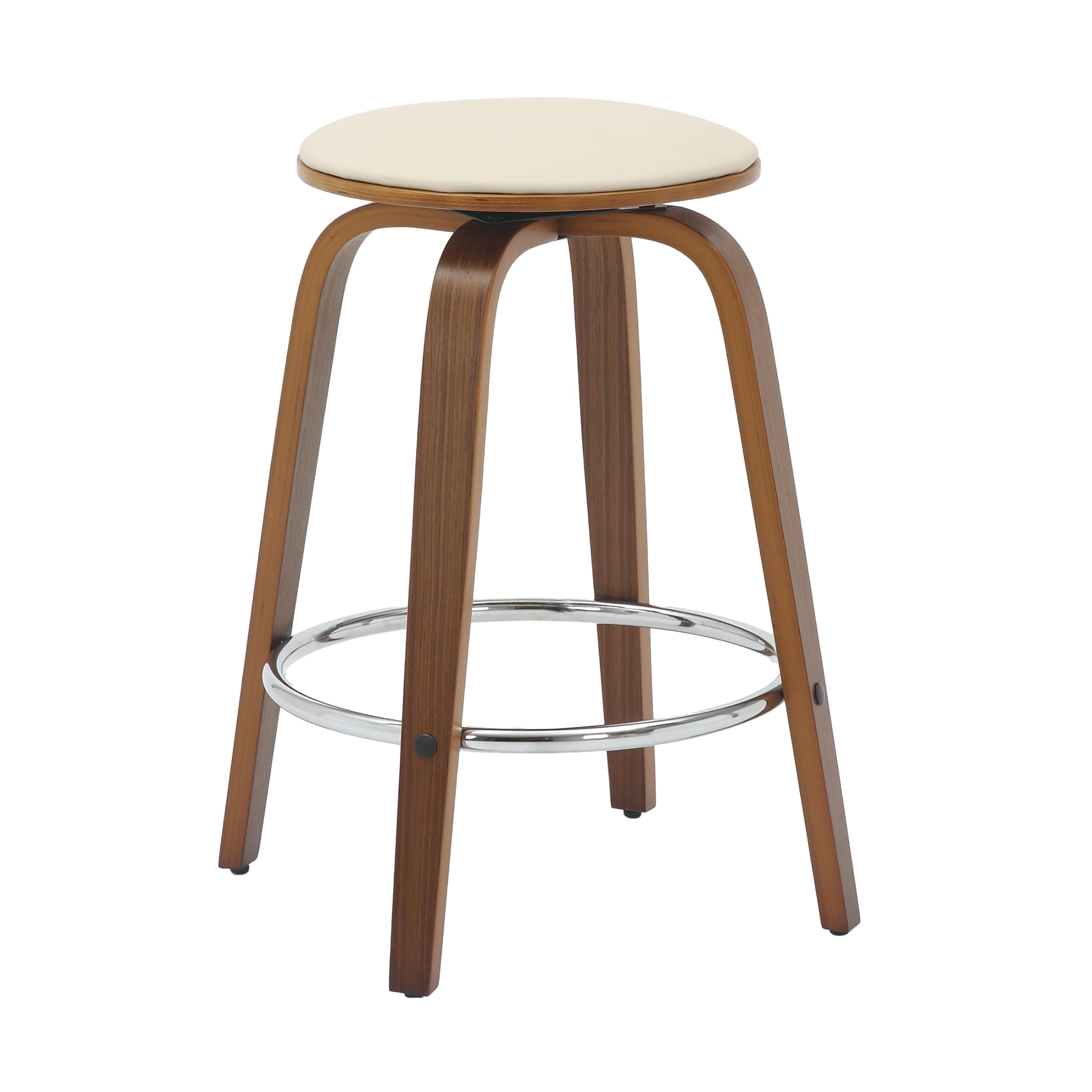 Wooden Counter Stool Pelya Collection Modern Style Walnut color in Light Taupe