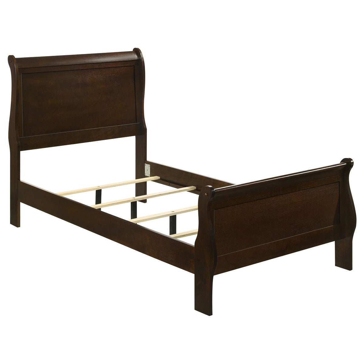 Coaster Home Furnishings Louis Philippe Traditional Bedroom Wooden Twin Size Sleigh Bed Frame 47-Inch Panel Headboard Cappuccino Brown 202411T