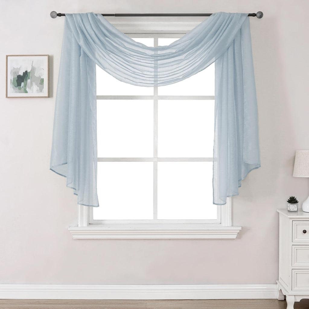 DONREN Sheer Scarf Curtain for Bedroom - Window Topper Valance Voile Panel Classic for Sons/Boys/Seniors Room (W52 x L144, 1 Pac