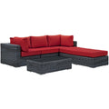 Modway Summon 5-Pc Outdoor Patio Sectional Set With Sunbrella Cushions In Canvas Red