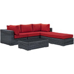 Modway Summon 5-Pc Outdoor Patio Sectional Set With Sunbrella Cushions In Canvas Red