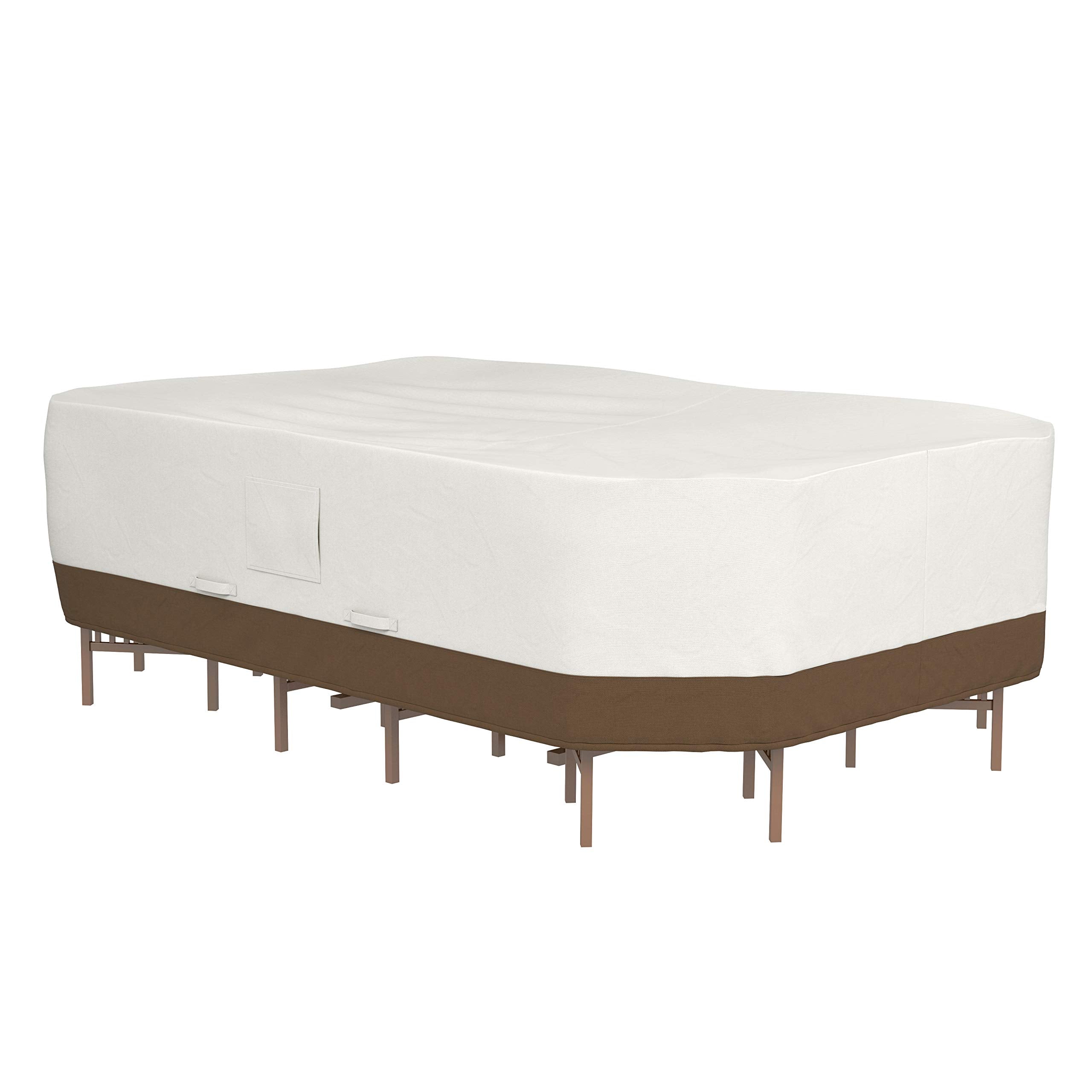 Amazon Basics Outdoor Patio Table And Chair Cover, X-Large, Beige/Tan, 130'X84'