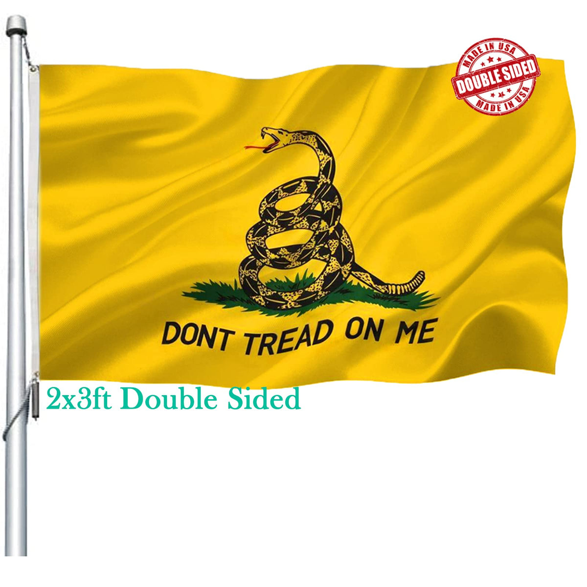 Dont Tread On Me Double Sided 2X3 Outdoor- Heavy Duty Don'T Tread On Me Gadsden Flags -Tea Party Rattlesnake Flags Banner With 2