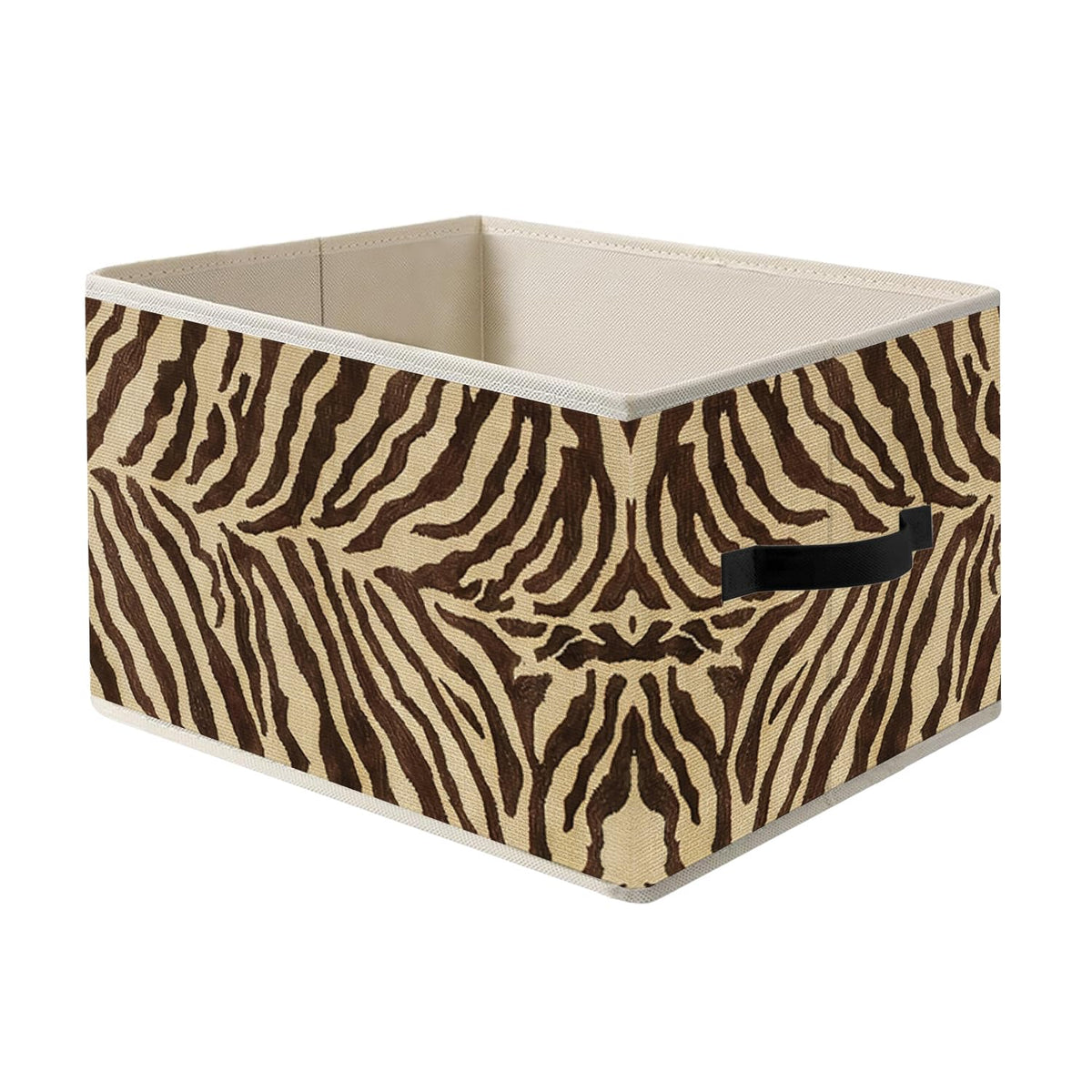 FITIE Zebra Storage Bin Box with Handles, Trendy Wild Animal Print Foldable Organizer Basket Toybox for Girls Bedroom Home Bathr