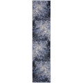 Nourison Passion Light Blue/Black 2'2'' x 10' Area-Rug, Modern, Abstract, Easy-Cleaning, Non Shedding, Bed Room, Living Room, Di