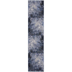 Nourison Passion Light Blue/Black 2'2'' x 10' Area-Rug, Modern, Abstract, Easy-Cleaning, Non Shedding, Bed Room, Living Room, Di