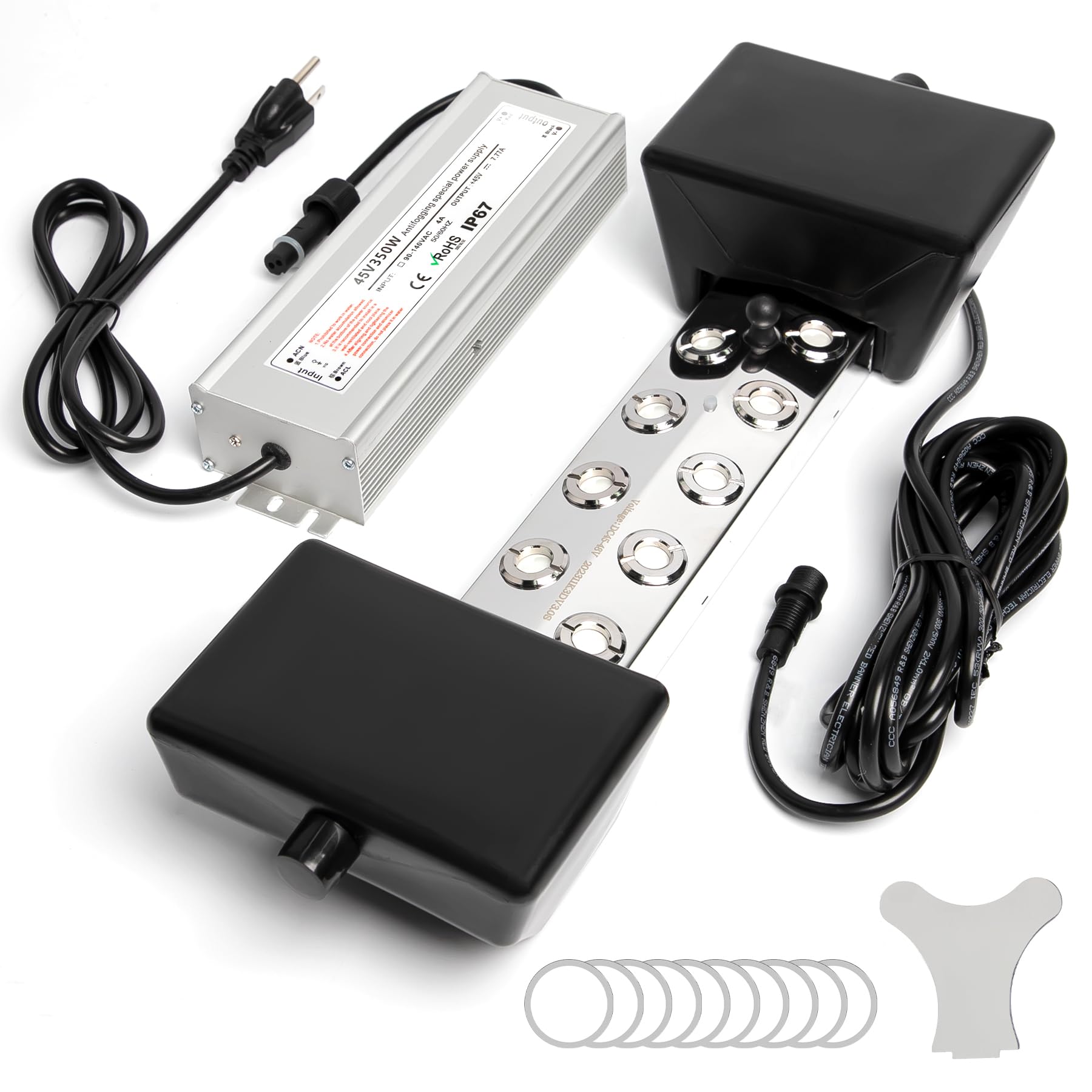 Toriexon Ultrasonic Fogger 10 Head, Ultrasonic Mist Maker With Float, 7000Ml/H Mist Maker Fogger W/ 350W Waterproof Power Supply