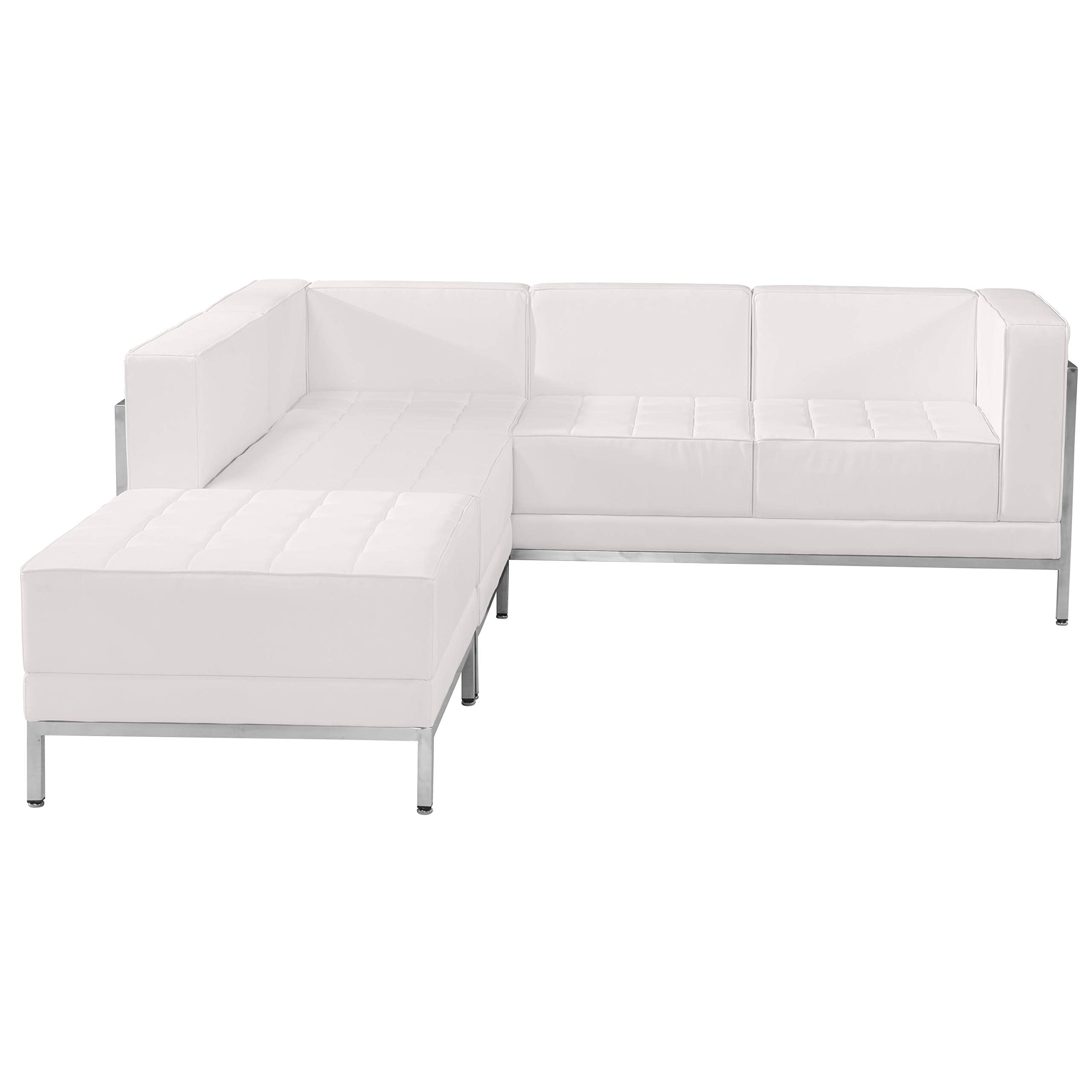 Flash Furniture Hercules Imagination Series White Leathersoft Sectional Configuration, 3 Pieces