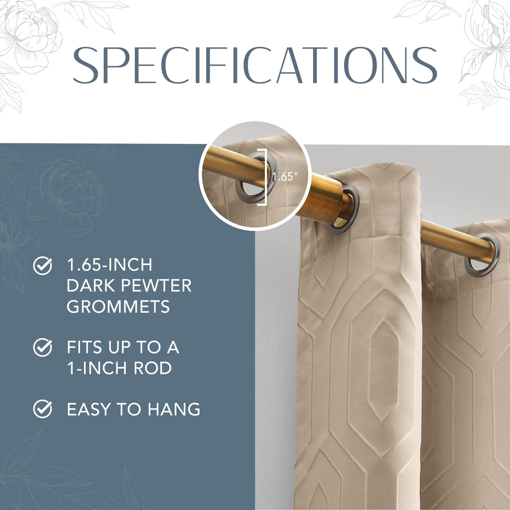Elrene Home Fashions Sunveil Huxley Geometric Blackout Window Curtain Panel, 52X84, Taupe