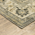 HomeRoots Polypropylene 10’ x 13’ Beige and Gray Traditional Medallion Indoor Area Rug