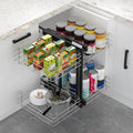 RelyOn Blind Corner Cabinet Pull Out Organizer With 4 Chrome Stainless Steel Storage Baskets Shelf Kitchen Blind Corner Pull Ou